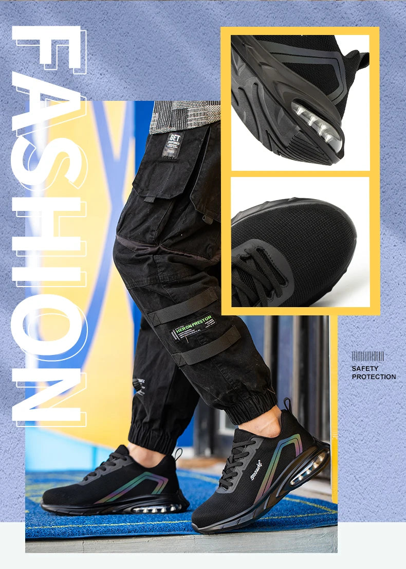 Safety Shoes Men Work Shoes Lightweight Soft Steel Toes  Sneakers Free Shipping Industrial Safety Tennis Steel Toe Cap