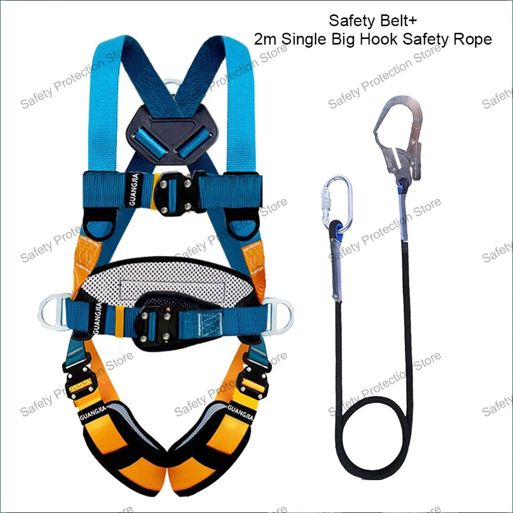 Full Body High Altitude Work Safety Harness Five-point Safety Belt Safety Rope Outdoor Climbing Construction Protect Equipment