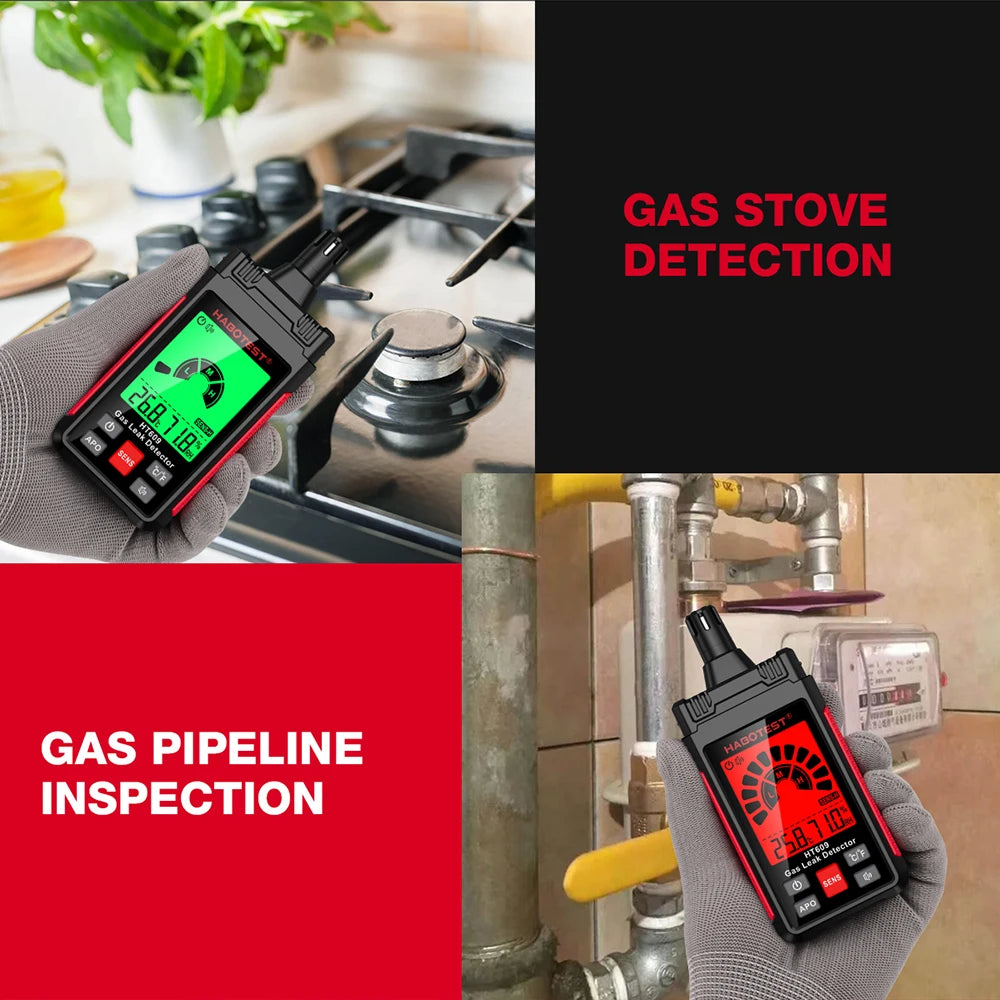 HABOTEST HT609 Gas Leak Detector Combustible Gas Sensor Tester Professional Flammable Natural Methane Gas Leakage Test Meter