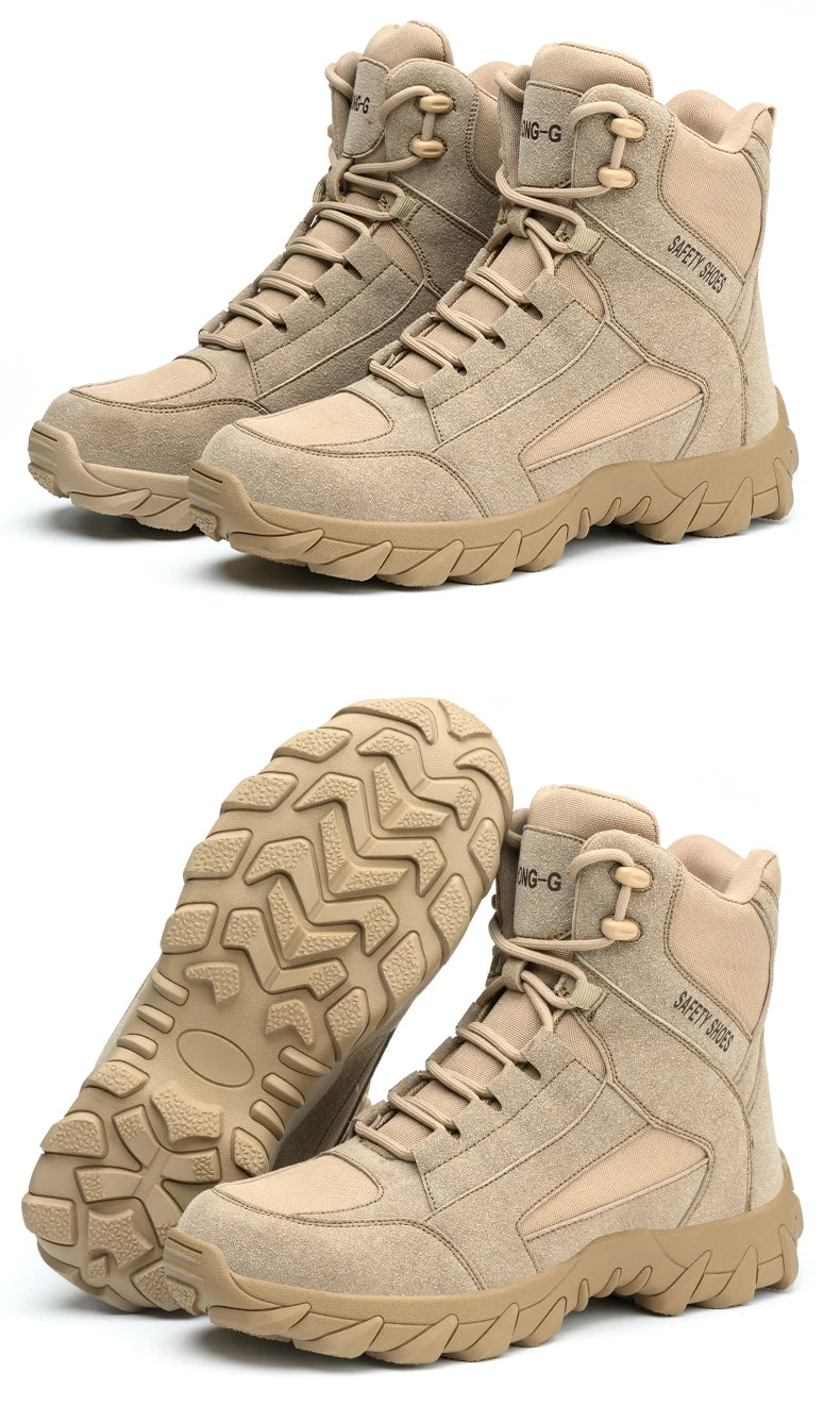 Men's Fire-Resistant Safety Work Boots, Anti-Spark Heat-Resistant Industrial Shoes Durable Steel Toe Safety Work Boots for Men