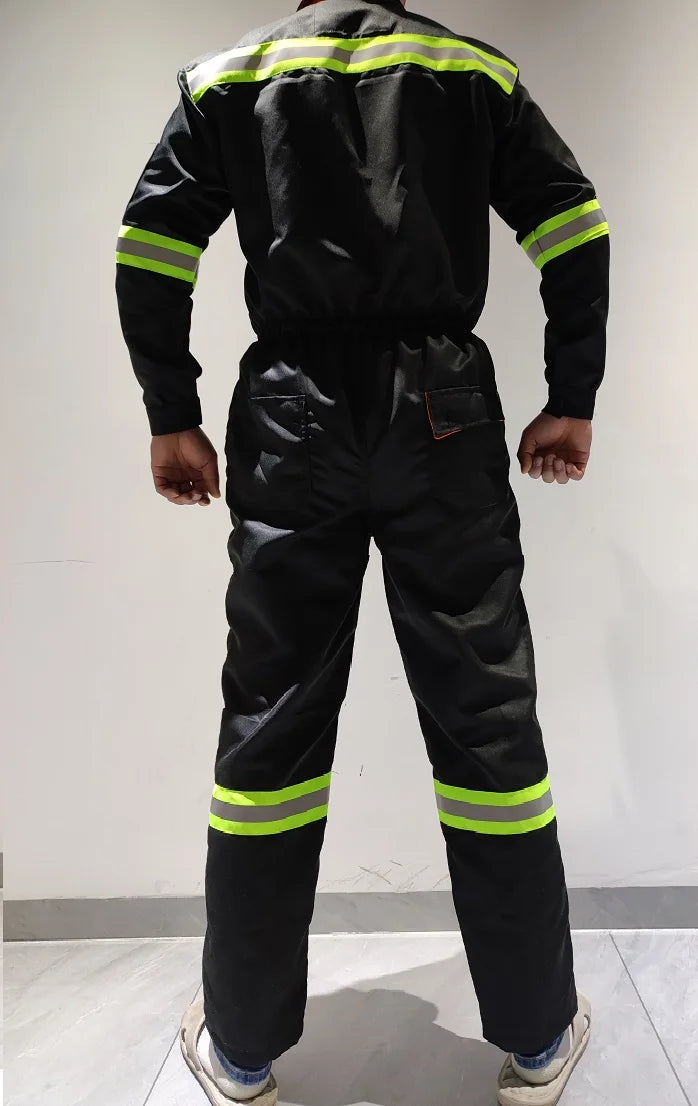 Hi Vis Safety Work Clothing Work Overall Men's Working Coverall Welding Suit Car Repairman Uniform Workshop Mechanical Jumpsuit