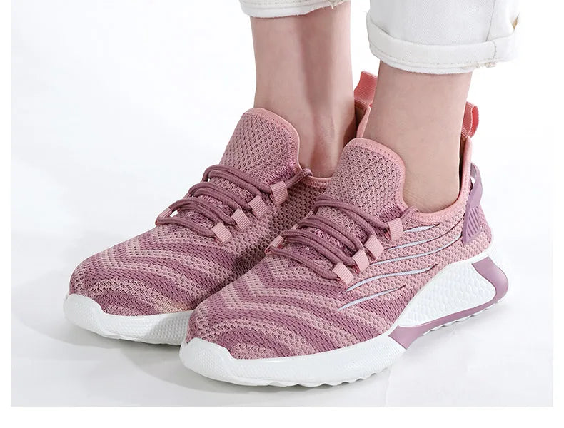 Pink women's safety shoes Steel head anti-smash Light soft breathable work shoes Women's outdoor industrial safety shoes