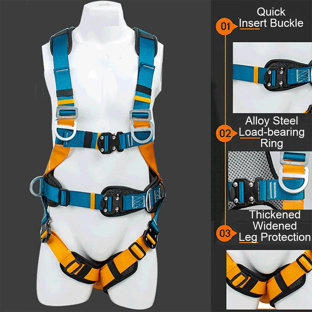 Full Body High Altitude Work Safety Harness Five-point Safety Belt Safety Rope Outdoor Climbing Construction Protect Equipment