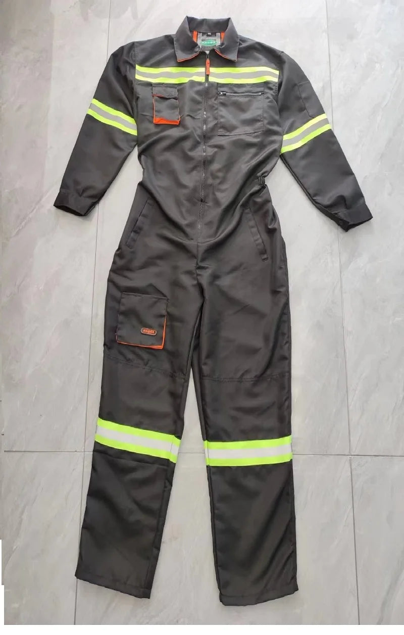 Hi Vis Safety Work Clothing Work Overall Men's Working Coverall Welding Suit Car Repairman Uniform Workshop Mechanical Jumpsuit
