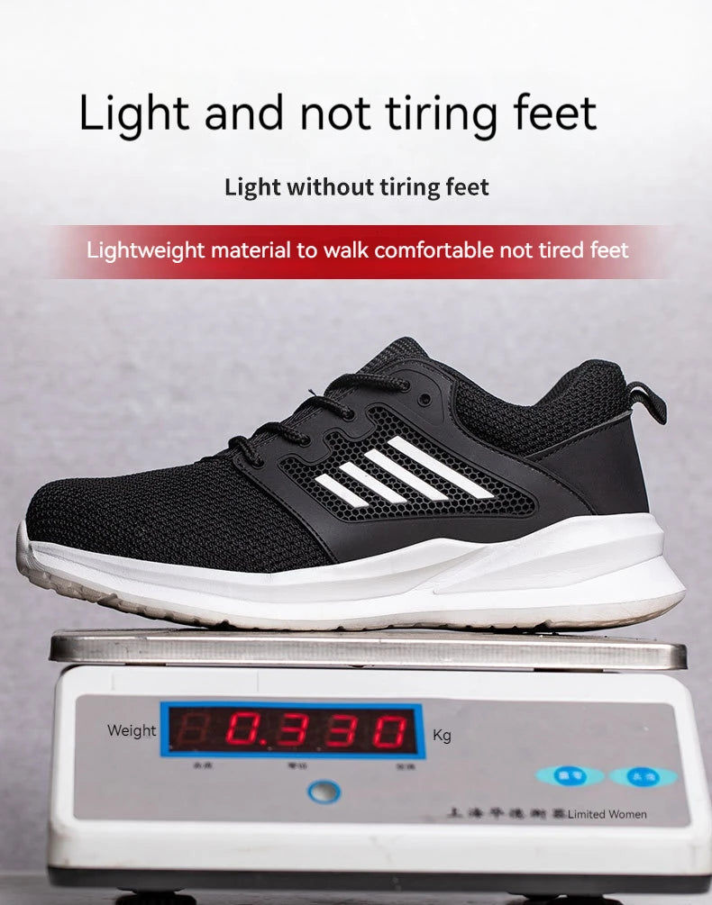 Safety Sneaker for Men Steel Toe Safety Shoes Sports Work Anti-Smashing Industrial Safety Tennis Shoes Outdoor Black Work Boots