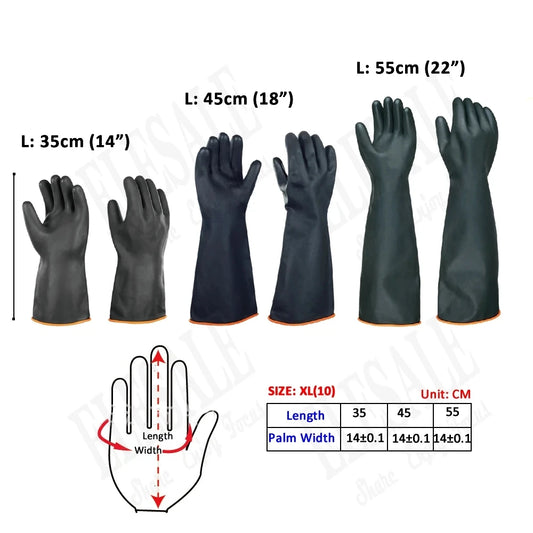 1 Pair 14"-22" Acid Alkali And Oil Resistant Industry Work Gloves XL Size Heavy Duty Latex Gloves Chemical Resistant Gloves