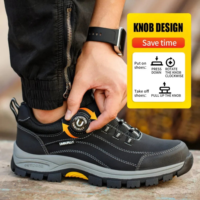 Black Leather Safety Shoes Security Boots Men's Security-Protection Industrial Safety Boots Man For Work Men Shoes Industrial