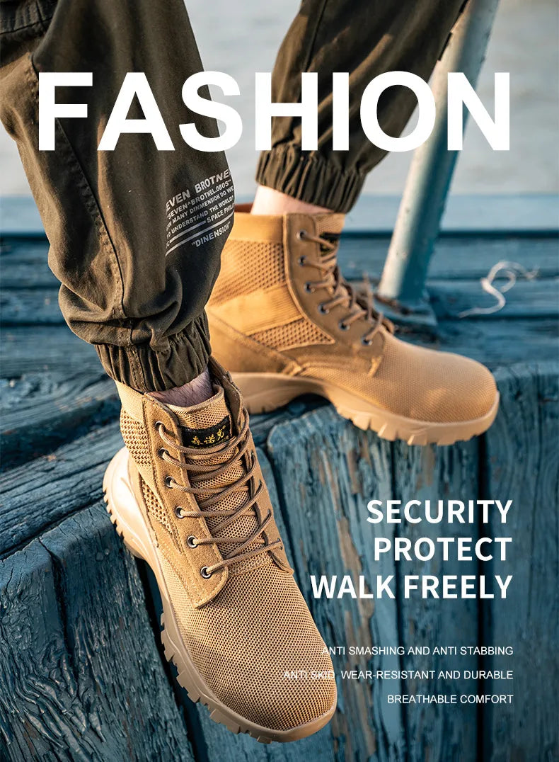 Safety Shoes Safety Boots Man SteelToe Cap for Work Lightweight Safety Tennis Industrial Security-Protection