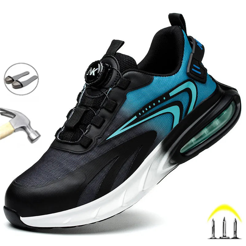 Fashion Men's Work Sneakers Mesh Breathable Safety Shoes Men Steel Toe Work Shoes Industrial Anti-smashing Safety Work Boots Man