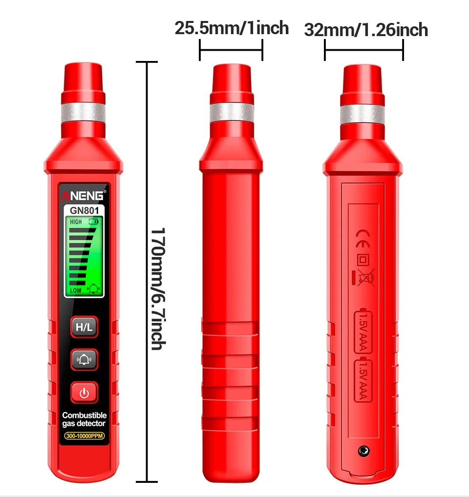 ANENG GN801 Gas-sensitive Semi-conduct Detector 300~10000PPM Gas Leakage Analyzer Combustible Meter Environment Test Sensor Tool