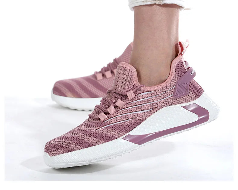 Pink women's safety shoes Steel head anti-smash Light soft breathable work shoes Women's outdoor industrial safety shoes