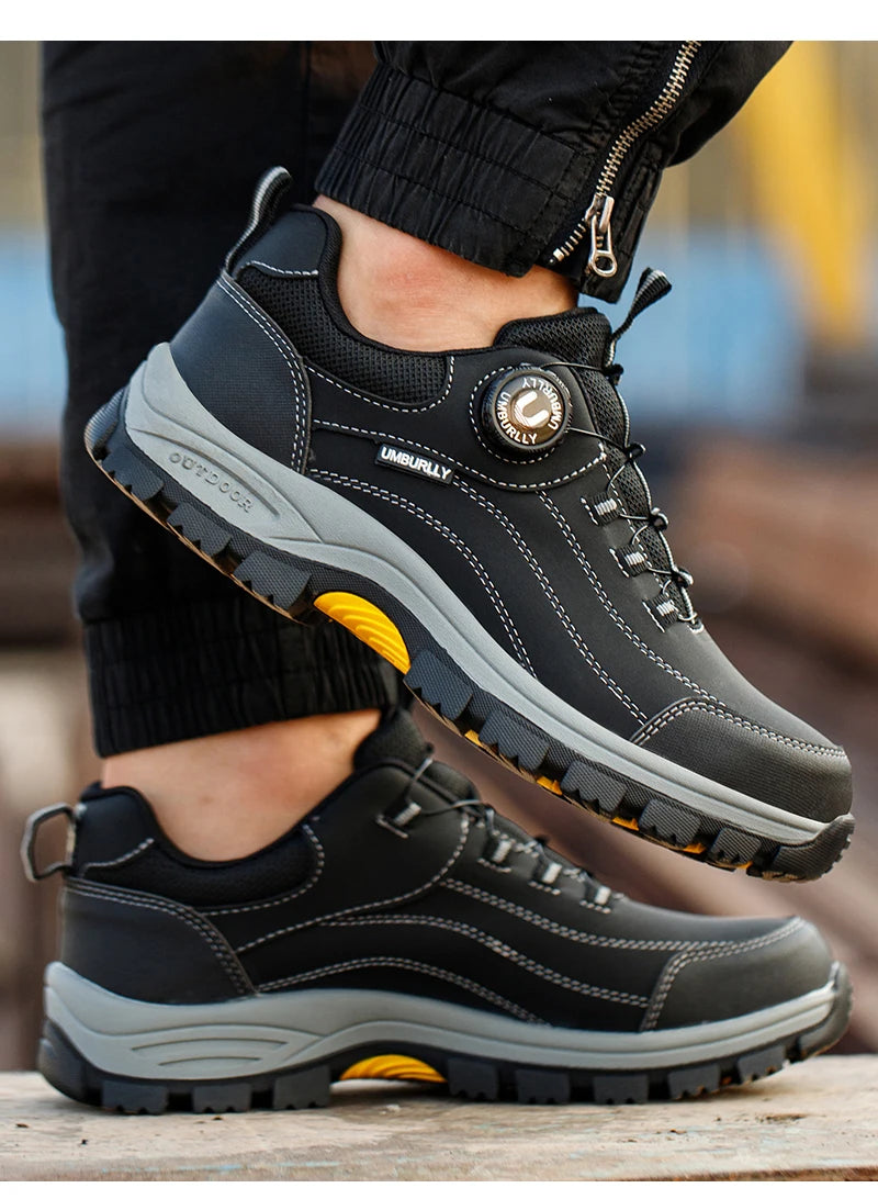 Black Leather Safety Shoes Security Boots Men's Security-Protection Industrial Safety Boots Man For Work Men Shoes Industrial