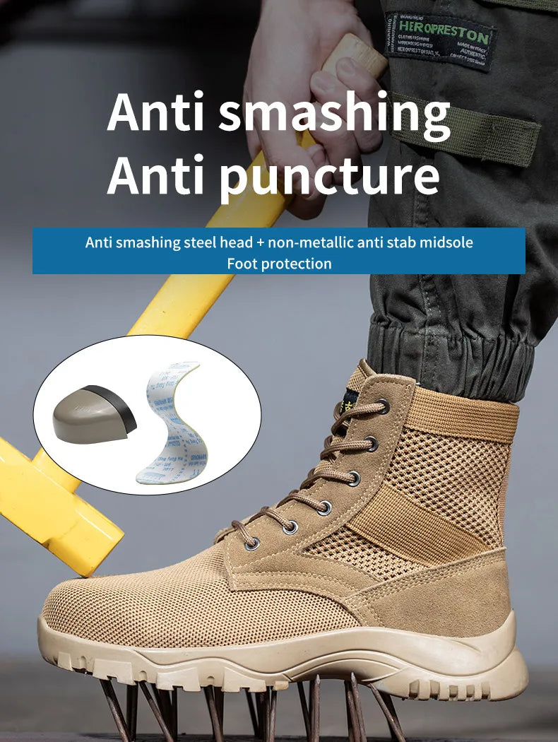 Safety Shoes Safety Boots Man SteelToe Cap for Work Lightweight Safety Tennis Industrial Security-Protection