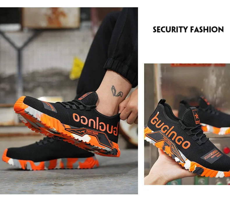 Steel Toe Safety Shoes Men Anti-puncture Work Boots Men Breathable Industrial Shoes Non Slip Indestructible Work Safety Boots