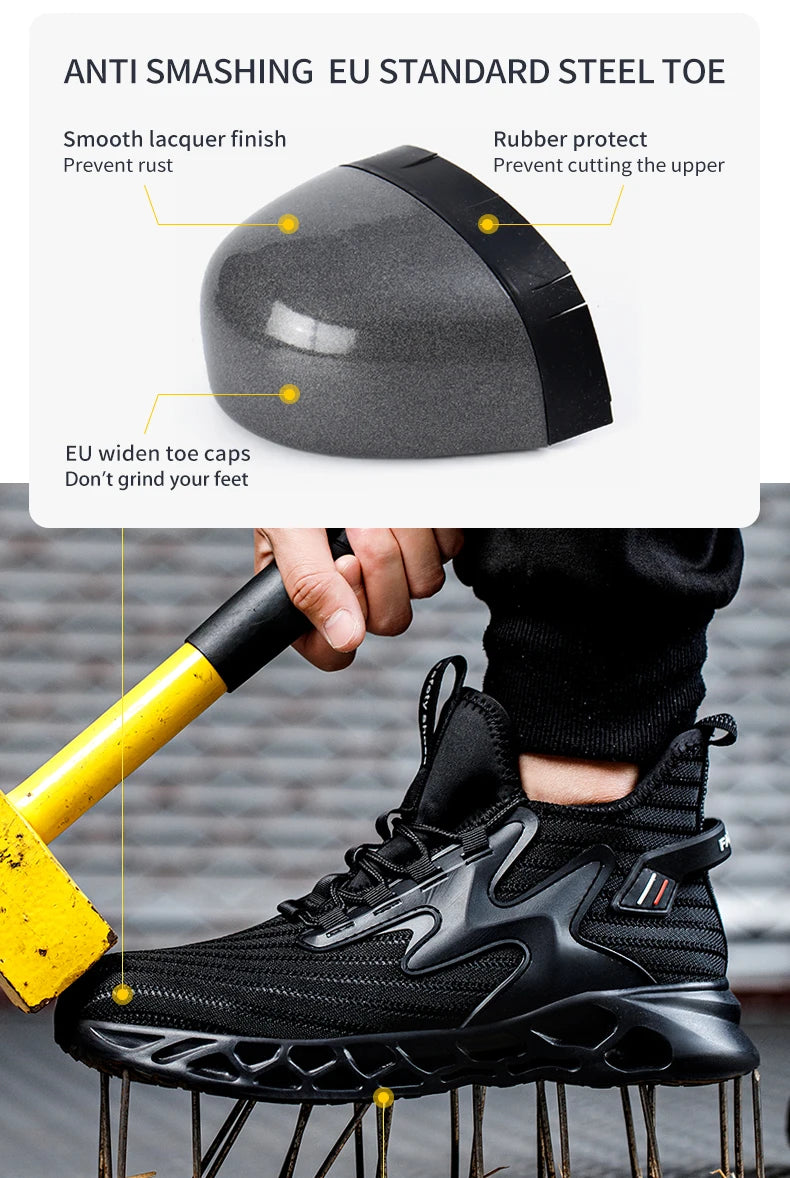 Breathable Men Work Shoes Steel Toe Safety Boots European Standard Anti-smash Anti-puncture Industrial Shoes Ladies Safety Shoes