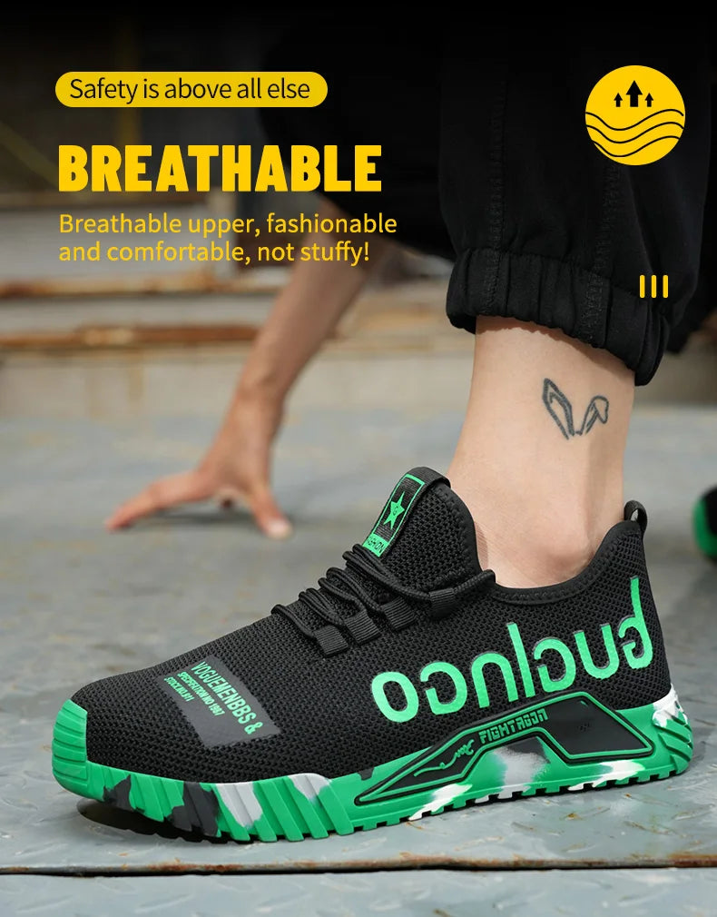 Steel Toe Safety Shoes Men Anti-puncture Work Boots Men Breathable Industrial Shoes Non Slip Indestructible Work Safety Boots