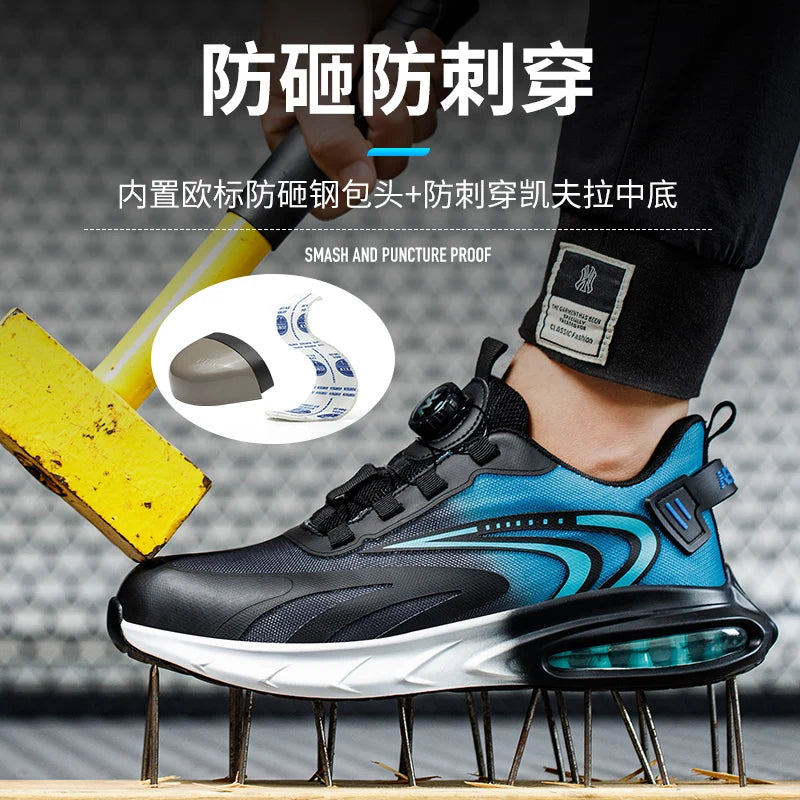 Fashion Men's Work Sneakers Mesh Breathable Safety Shoes Men Steel Toe Work Shoes Industrial Anti-smashing Safety Work Boots Man