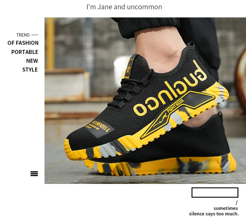 Steel Toe Safety Shoes Men Anti-puncture Work Boots Men Breathable Industrial Shoes Non Slip Indestructible Work Safety Boots