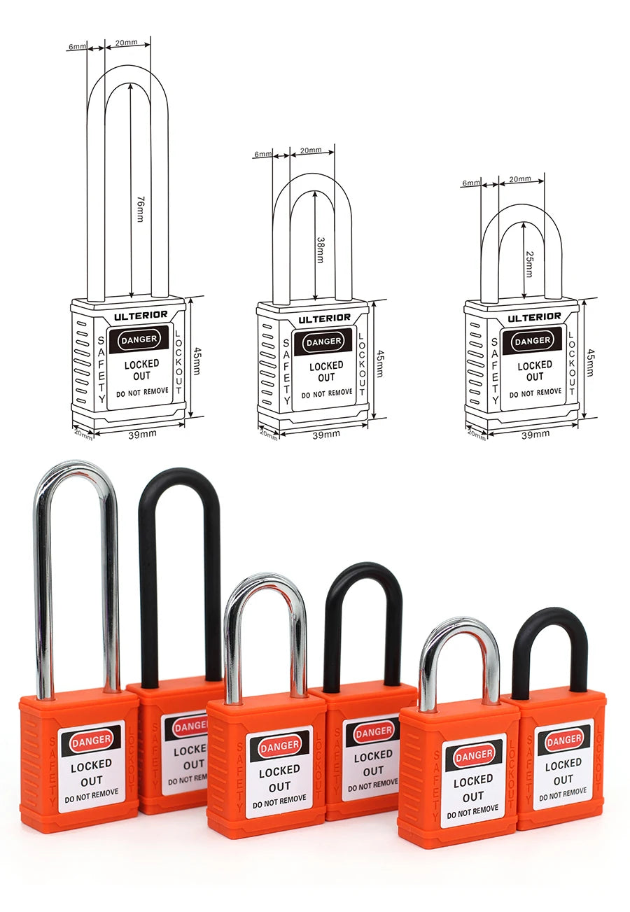 25mm/38mm/76mm Orange Color Industria Safety Lockout Padlock Safety Locks Suitable for industrial and electrical applications