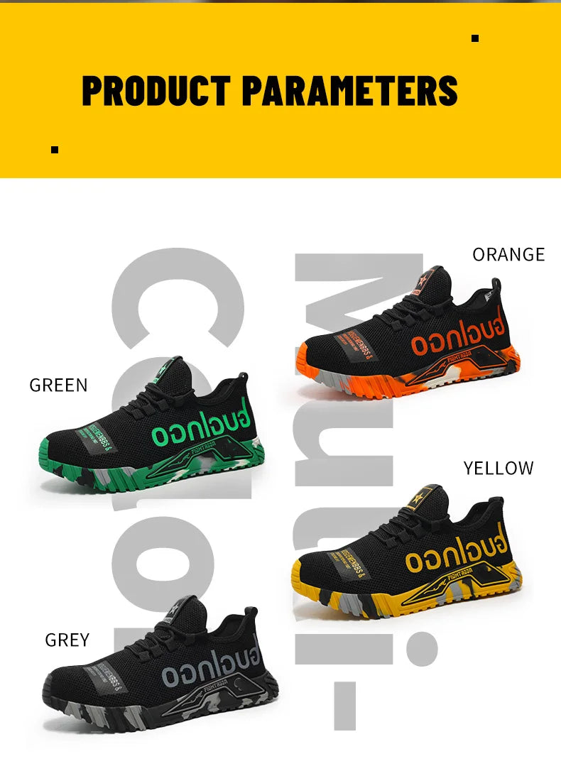 Steel Toe Safety Shoes Men Anti-puncture Work Boots Men Breathable Industrial Shoes Non Slip Indestructible Work Safety Boots