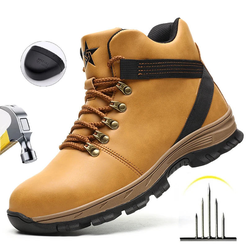 Security-protection Shoes Men's Safety Work Boots Industrial Safety Boots Waterproof Safety Shoes Male Sneakers Outdoor Hiking