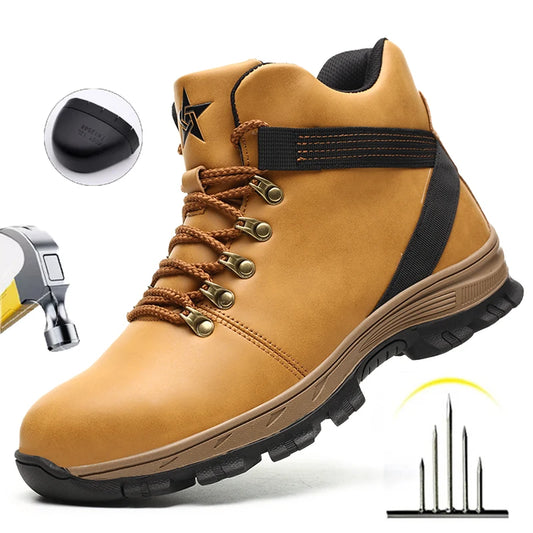 Security-protection Shoes Men's Safety Work Boots Industrial Safety Boots Waterproof Safety Shoes Male Sneakers Outdoor Hiking