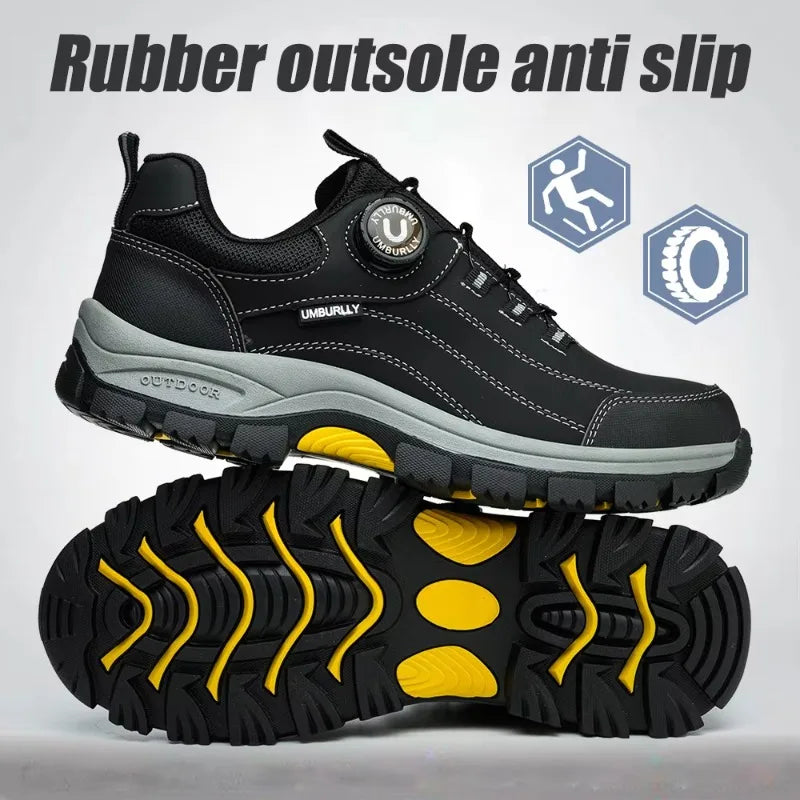 Black Leather Safety Shoes Security Boots Men's Security-Protection Industrial Safety Boots Man For Work Men Shoes Industrial