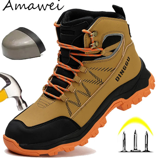 Safety Shoes Men's Steel Toe Oil Resistant Work Boots for Industrial Use Anti-smash Anti-Puncture Work Safety Boots Warehouses