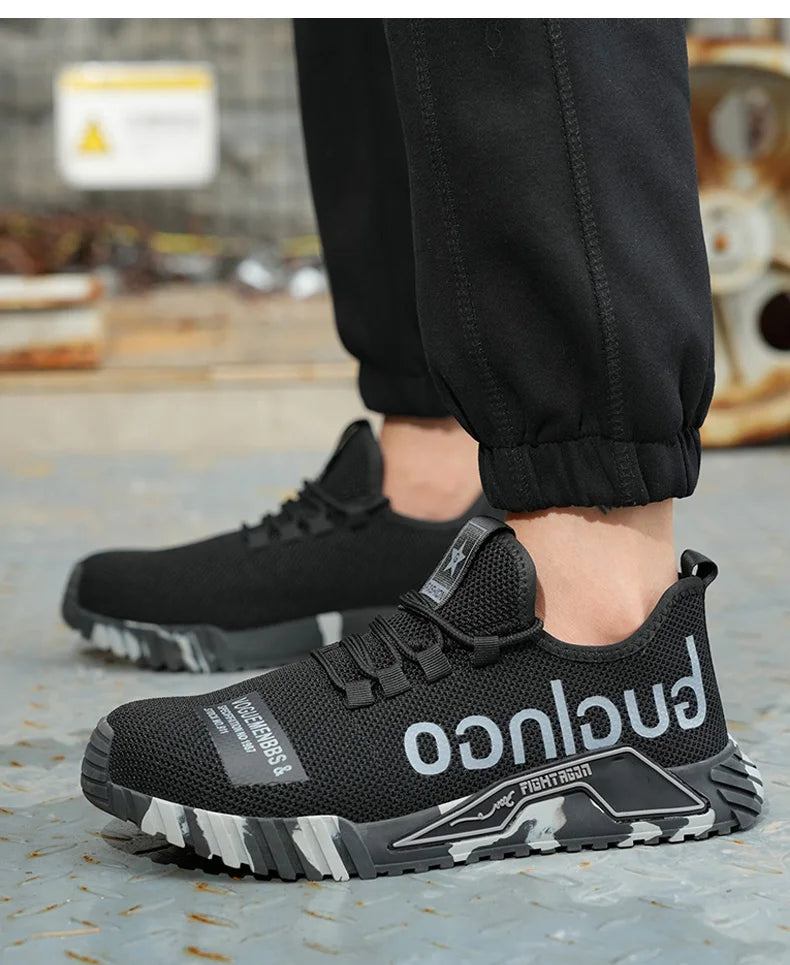 Steel Toe Safety Shoes Men Anti-puncture Work Boots Men Breathable Industrial Shoes Non Slip Indestructible Work Safety Boots