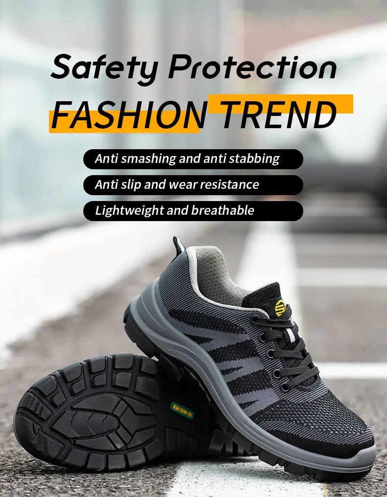 Fashion Safety Shoes Steel Toe Shoes Men  Work Sneakers Safety Tennis   Industrial  Protection For The Feet