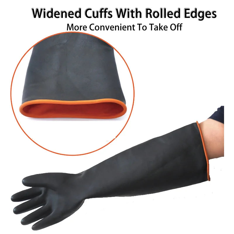 1 Pair 14"-22" Acid Alkali And Oil Resistant Industry Work Gloves XL Size Heavy Duty Latex Gloves Chemical Resistant Gloves