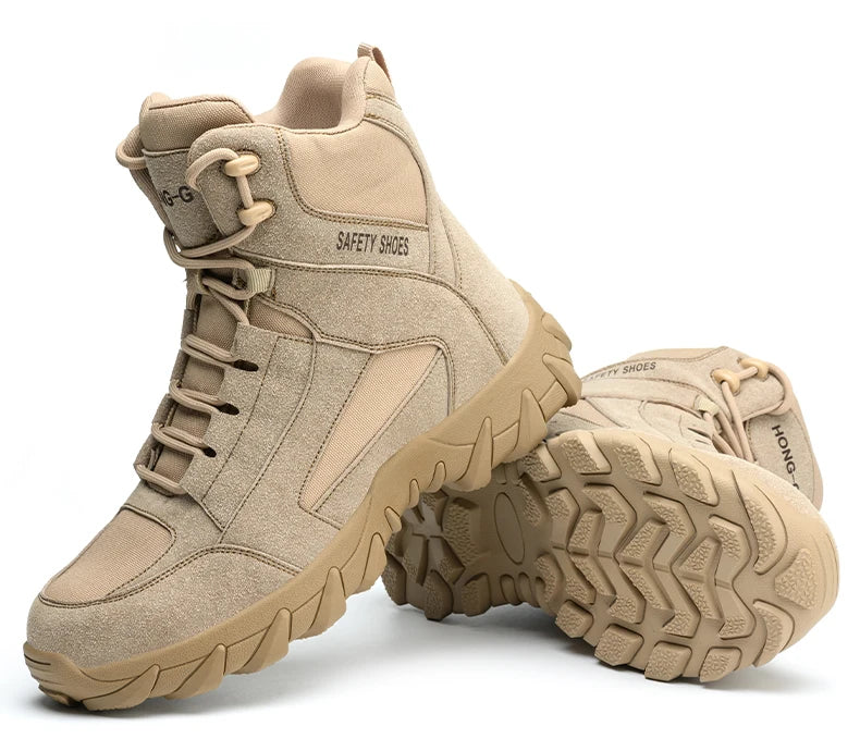 Men's Fire-Resistant Safety Work Boots, Anti-Spark Heat-Resistant Industrial Shoes Durable Steel Toe Safety Work Boots for Men