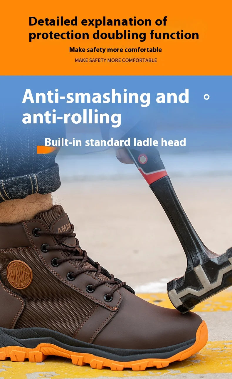 Men Safety Shoes Steel Toe Sneaker Sport Slip Resistant Work Safety Boots Puncture Proof Work Shoes Anti-smash Industrial Shoes