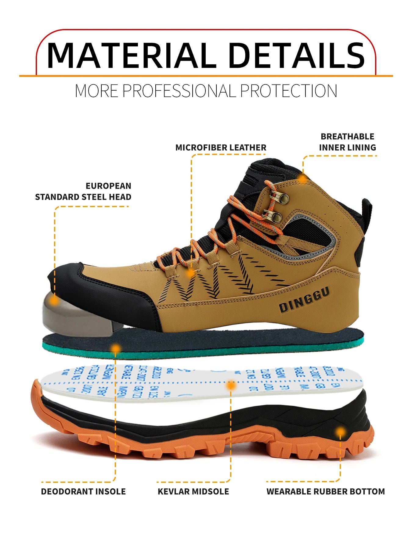Safety Shoes Men's Steel Toe Oil Resistant Work Boots for Industrial Use Anti-smash Anti-Puncture Work Safety Boots Warehouses