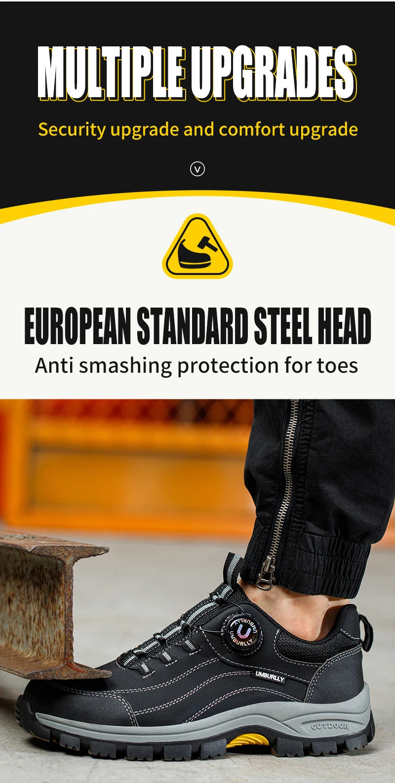 Black Leather Safety Shoes Security Boots Men's Security-Protection Industrial Safety Boots Man For Work Men Shoes Industrial