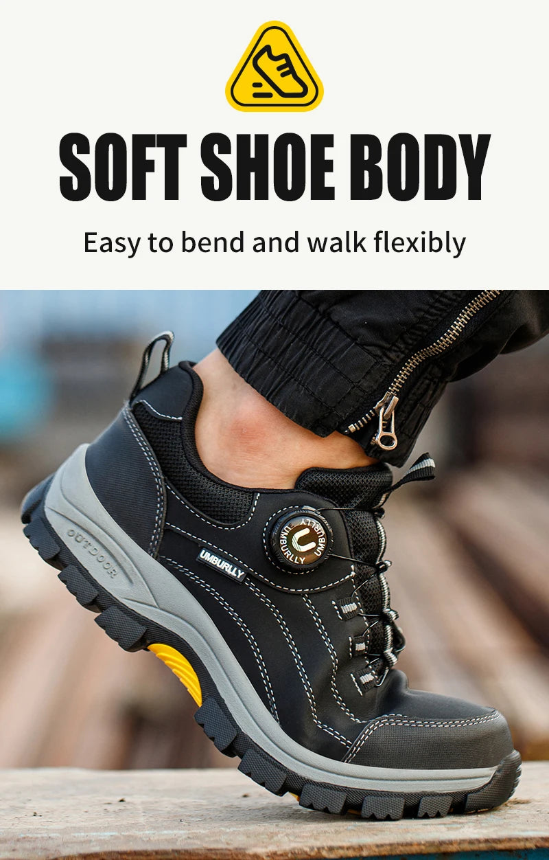 Black Leather Safety Shoes Security Boots Men's Security-Protection Industrial Safety Boots Man For Work Men Shoes Industrial