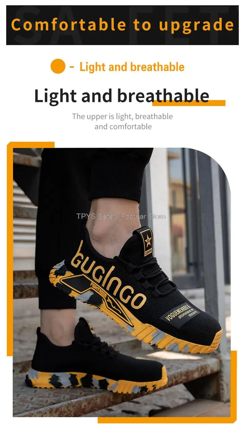 Protective Steel Toe Safety Shoes Men Anti-puncture Work Shoes Men Breathable Industrial Shoes Indestructible Work Safety Boots
