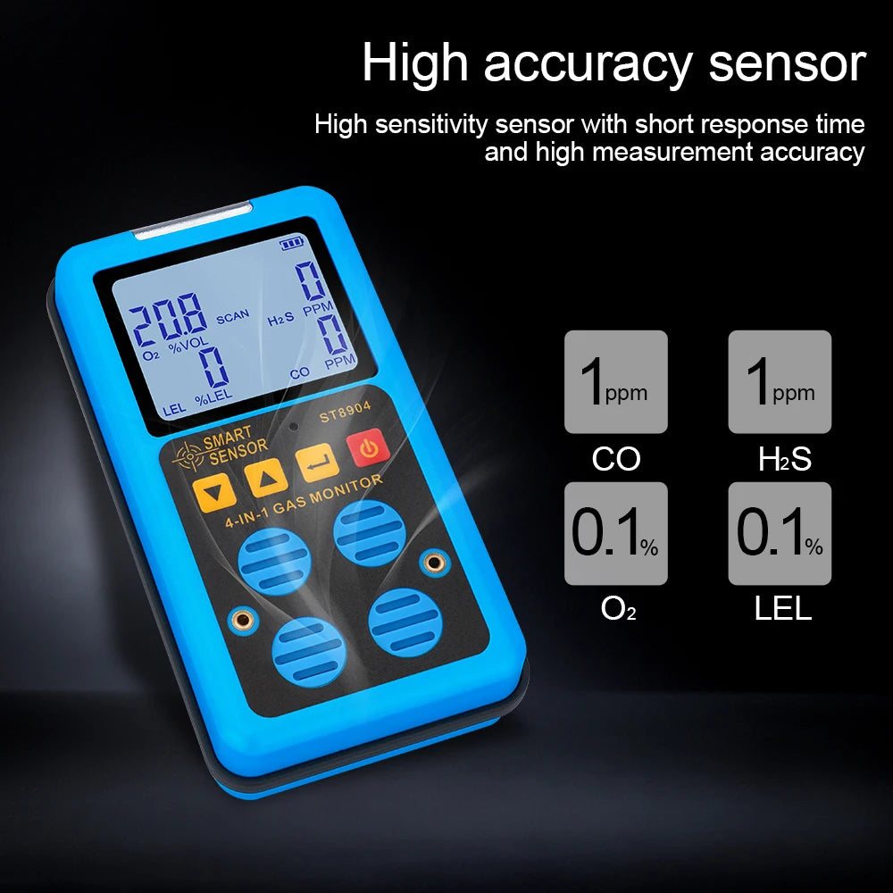 Professional Multifunctional Gas Detector Oxygen O2 Hydrogen Sulfide H2S Carbon Monoxide CO Combustible Gas LEL Gas Meter