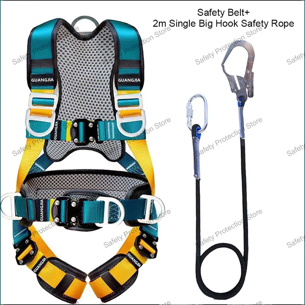 Full Body High Altitude Work Safety Harness Five-point Safety Belt Safety Rope Outdoor Climbing Construction Protect Equipment