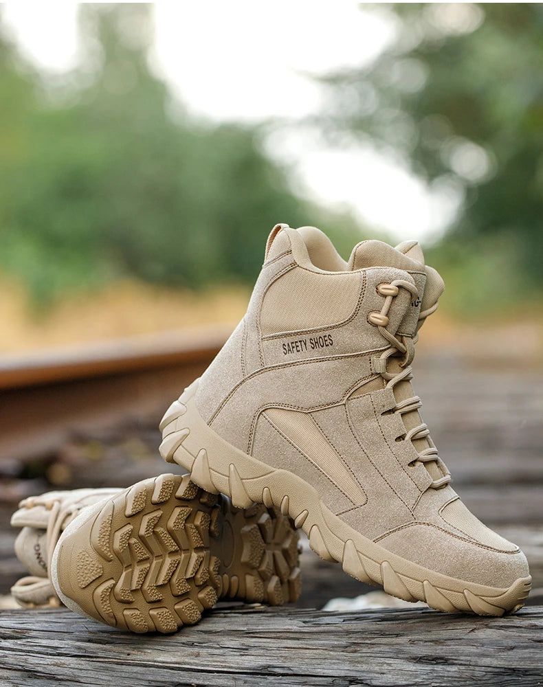 Men's Fire-Resistant Safety Work Boots, Anti-Spark Heat-Resistant Industrial Shoes Durable Steel Toe Safety Work Boots for Men