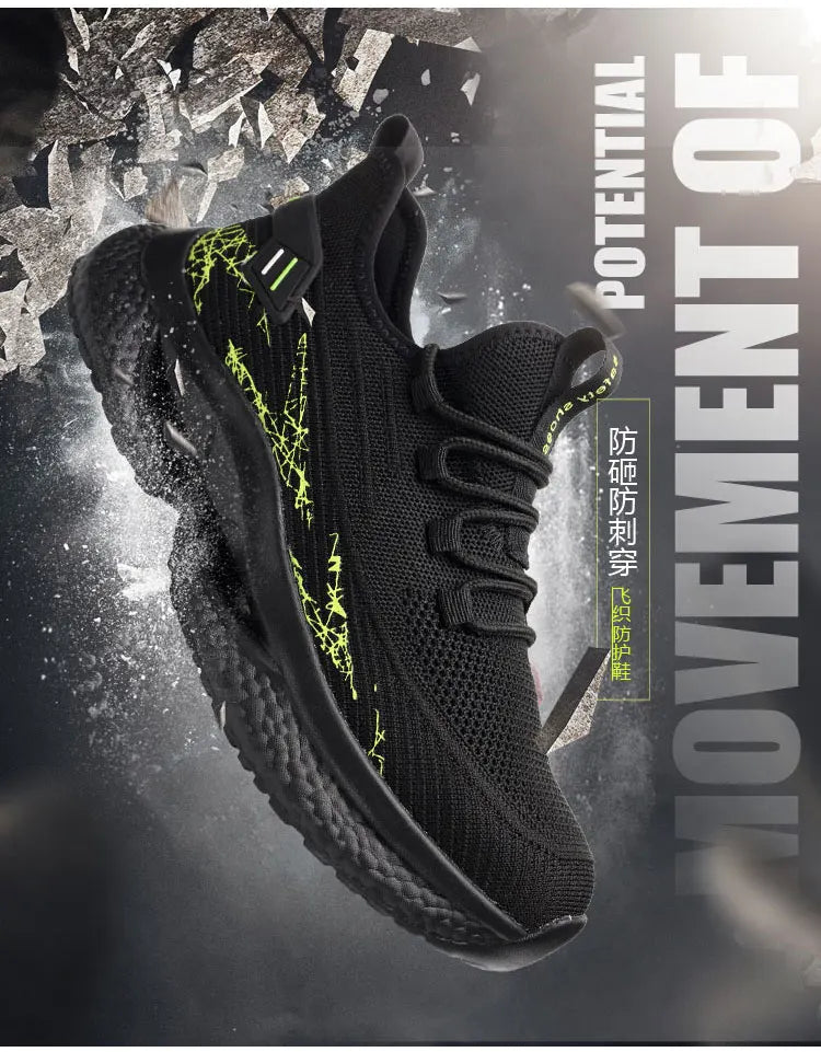 Lightweight Steel Toe Safety Shoes Men Anti-puncture Work Shoes Men Breathable Industrial Shoes Indestructible Work Safety Boots
