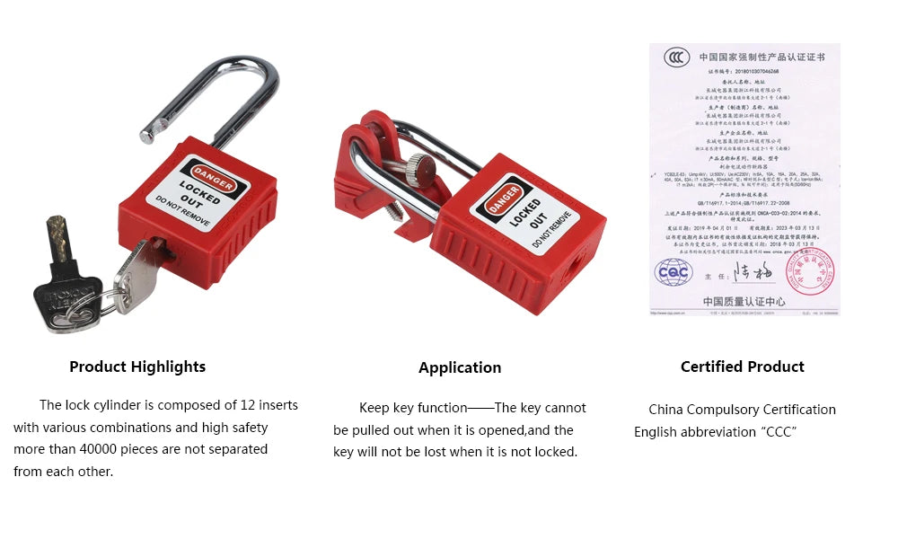 CNC Industrial Air Switch Safety Lockout Electrical Safety Lock And 38mm Nylon Shackle Household Plug Lockout Device Safety Tool