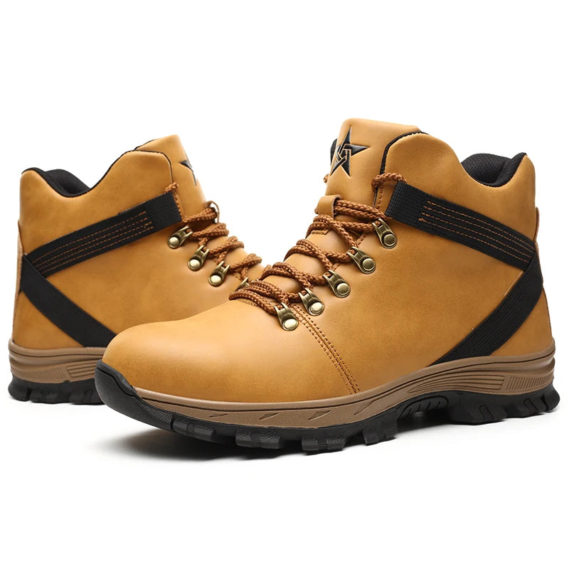 Security-protection Shoes Men's Safety Work Boots Industrial Safety Boots Waterproof Safety Shoes Male Sneakers Outdoor Hiking