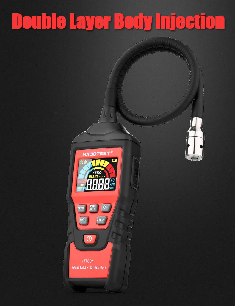 HT601 Natural Gas Leak Location Determine Meter  Sound Alarm Combustible Gas Detector Gas Analyzer  Methane Alcohol Gas Detector