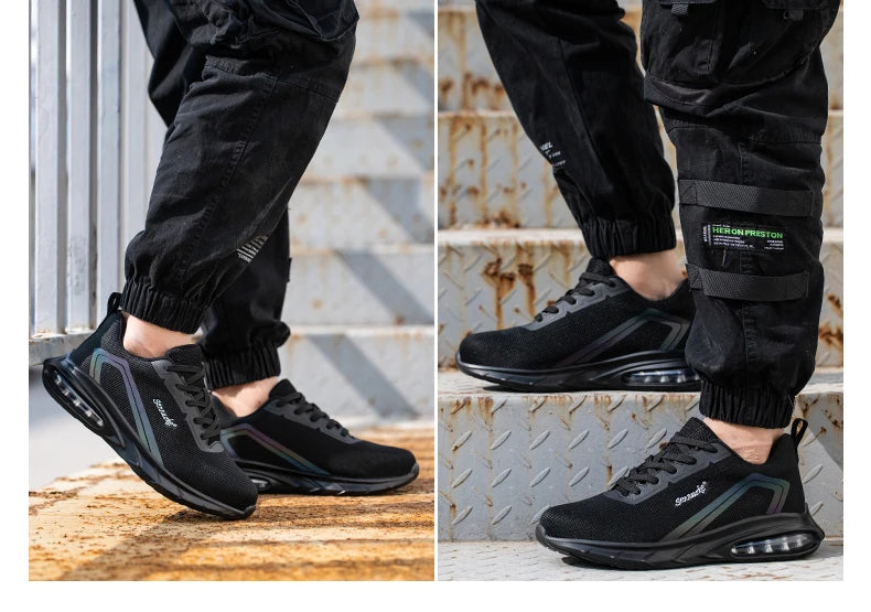 Safety Shoes Men Work Shoes Lightweight Soft Steel Toes  Sneakers Free Shipping Industrial Safety Tennis Steel Toe Cap