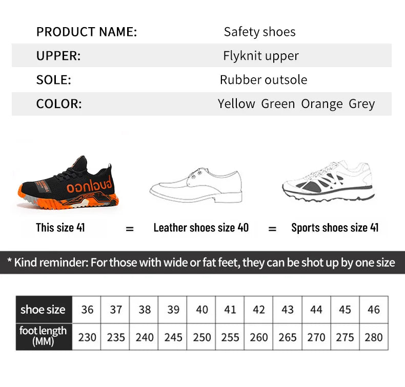 Steel Toe Safety Shoes Men Anti-puncture Work Boots Men Breathable Industrial Shoes Non Slip Indestructible Work Safety Boots
