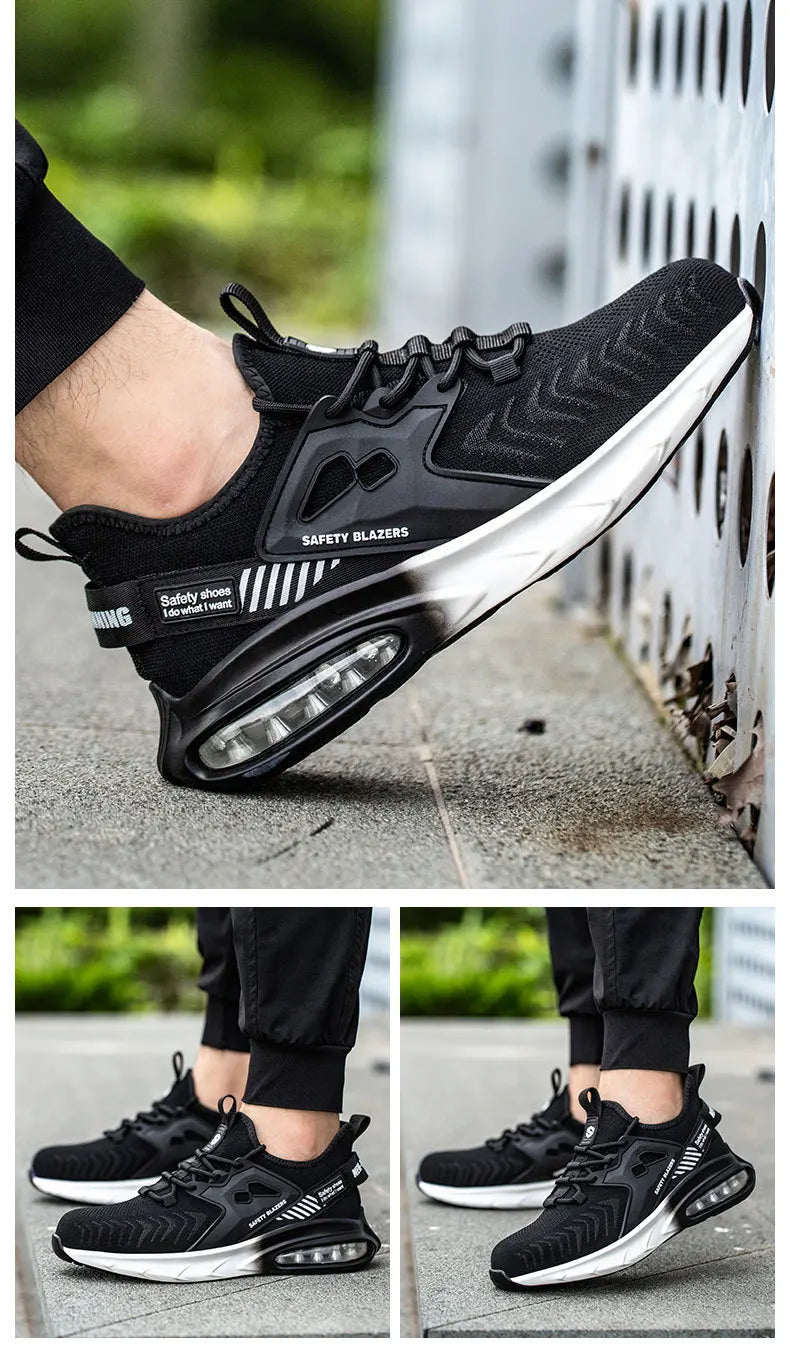 Autumn Men's Safety Shoes Orange Air Cushion Steel Toe Sports Shoes Black Safety Shoes For Men Anti-Smashing Industrial Shoes