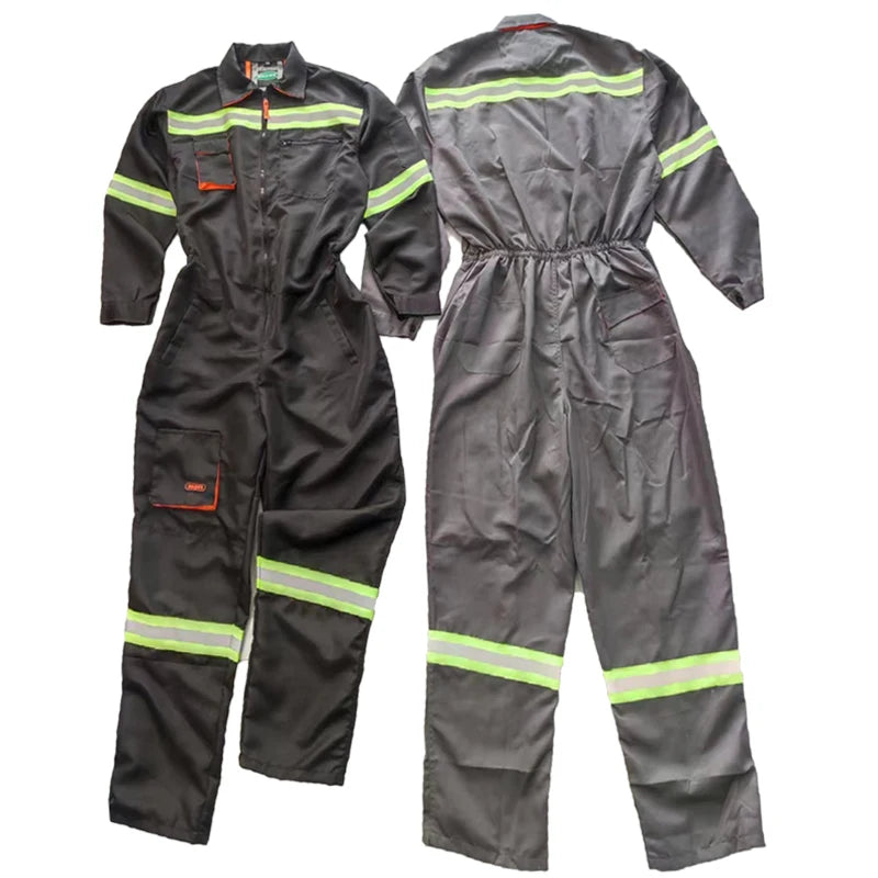 Hi Vis Safety Work Clothing Work Overall Men's Working Coverall Welding Suit Car Repairman Uniform Workshop Mechanical Jumpsuit