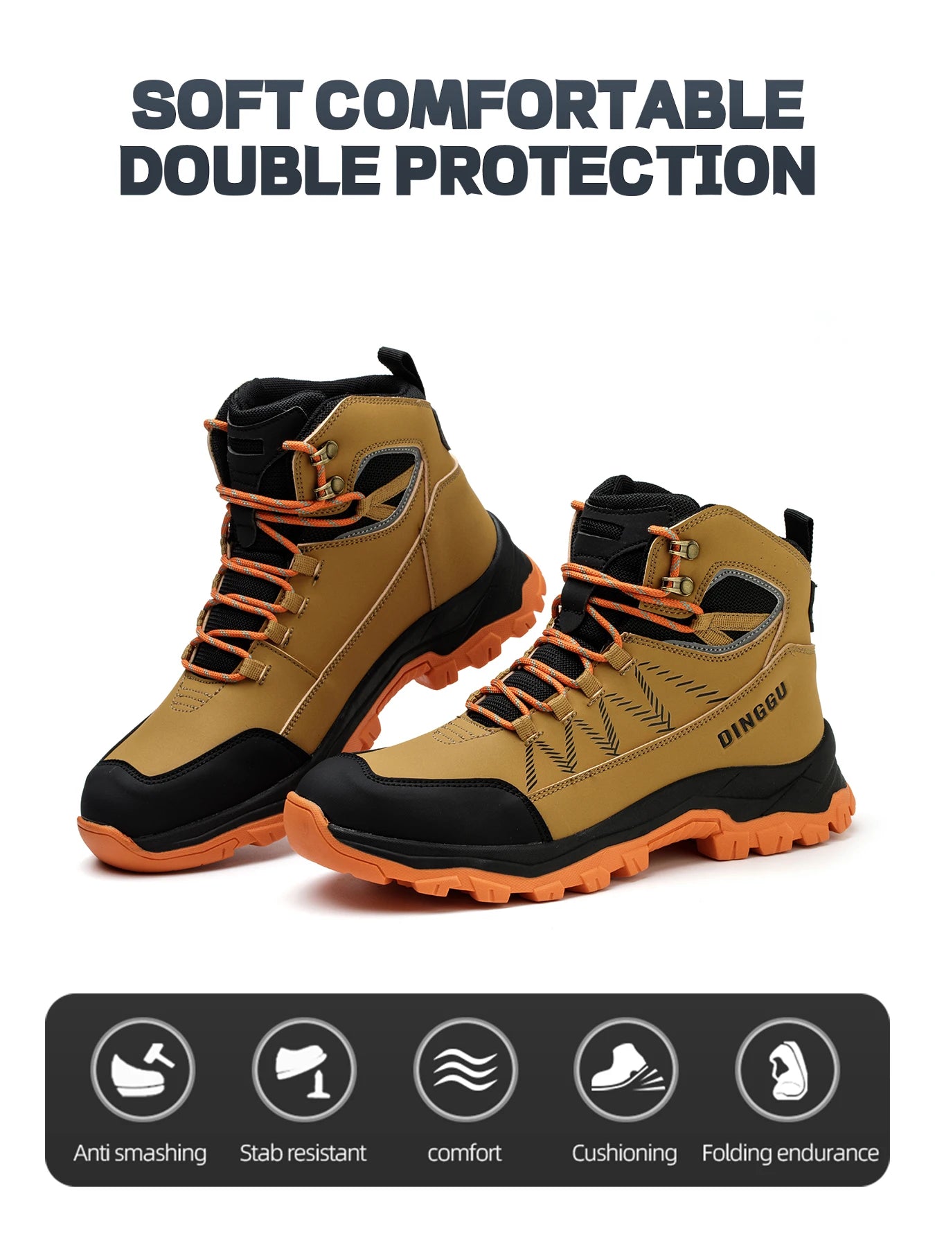 Safety Shoes Men's Steel Toe Oil Resistant Work Boots for Industrial Use Anti-smash Anti-Puncture Work Safety Boots Warehouses