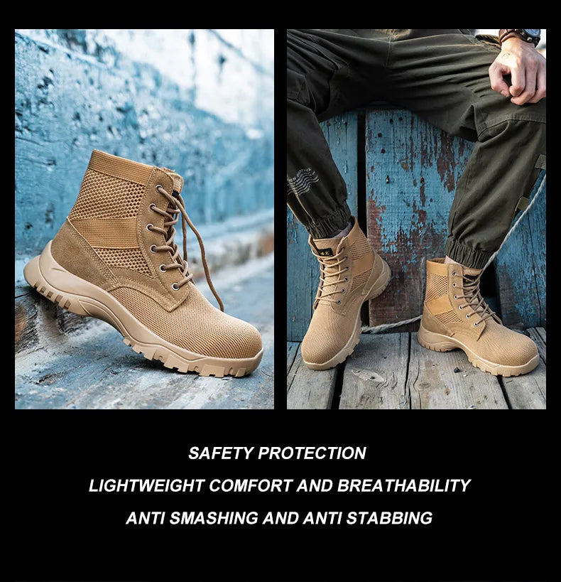 Safety Shoes Safety Boots Man SteelToe Cap for Work Lightweight Safety Tennis Industrial Security-Protection